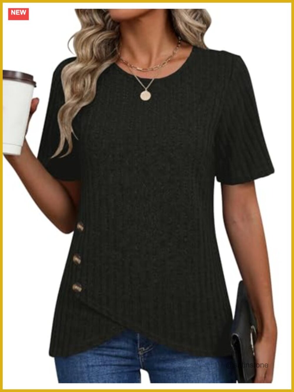 Women's Tunic Top Short Sleeve Crew Neck Blouse